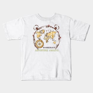 Wanderlust Adventure Awaits Kids T-Shirt